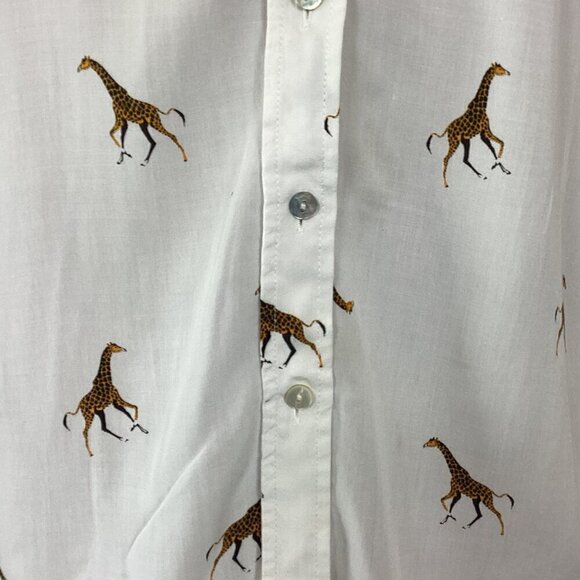 Jane and Delancey White Novelty Giraffe Print Button Down Tunic Top L #304D - Picture 7 of 10